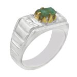 انگشتر زمرد الماس تراش نقره مردانه دست ساز طرح هادی