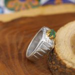 انگشتر زمرد الماس تراش نقره مردانه دست ساز طرح هادی - Image 2