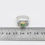 انگشتر زمرد الماس تراش نقره مردانه دست ساز طرح هادی - Image 4
