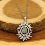 گردنبند زمرد الماس تراش نقره زنانه طرح ترنم - Image 3