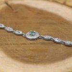 دستبند زمرد الماس تراش نقره زنانه طرح شبنم - Image 2