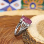 انگشتر یاقوت سرخ الماس تراش نقره زنانه طرح بنفشه - Image 2