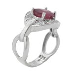 انگشتر یاقوت سرخ الماس تراش نقره زنانه طرح ملانیا