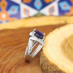 انگشتر یاقوت کبود الماس تراش نقره زنانه طرح پروانه - Image 3