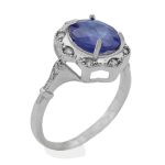 انگشتر یاقوت کبود الماس تراش نقره زنانه طرح زهره