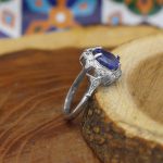 انگشتر یاقوت کبود الماس تراش نقره زنانه طرح زهره - Image 2