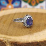 انگشتر یاقوت کبود الماس تراش نقره زنانه طرح زهره - Image 3