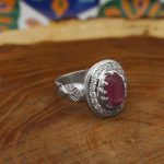 انگشتر یاقوت سرخ الماس تراش نقره مردانه دست ساز طرح سپهر - Image 2