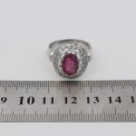 انگشتر یاقوت سرخ الماس تراش نقره مردانه دست ساز طرح سپهر - Image 4