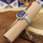 انگشتر یاقوت کبود الماس تراش نقره زنانه طرح سونیا - Image 2