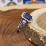 انگشتر یاقوت کبود الماس تراش نقره زنانه طرح سونیا - Image 3