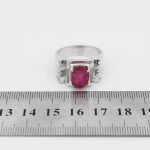 انگشتر یاقوت سرخ الماس تراش نقره مردانه دست ساز طرح حشمت - Image 4
