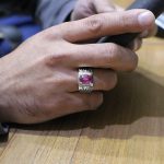 انگشتر یاقوت سرخ الماس تراش نقره مردانه دست ساز طرح حشمت - Image 3