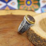 انگشتر الکساندریت الماس تراش نقره مردانه طرح حقیقت - Image 2