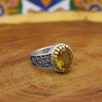 انگشتر الکساندریت الماس تراش نقره مردانه طرح حقیقت - Image 3