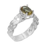 انگشتر الکساندریت الماس تراش نقره زنانه طرح نهال