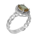 انگشتر الکساندریت الماس تراش نقره زنانه طرح ملورین