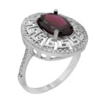 انگشتر گارنت نقره زنانه طرح ورساچه