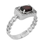 انگشتر گارنت نقره زنانه طرح نورا