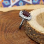 انگشتر گارنت الماس تراش نقره زنانه طرح روژین - Image 3