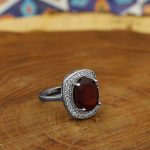 انگشتر گارنت الماس تراش نقره زنانه طرح روژین - Image 4