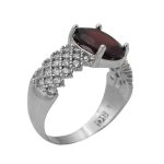 انگشتر گارنت الماس تراش نقره زنانه طرح روسانا