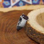 انگشتر گارنت الماس تراش نقره زنانه طرح روسانا - Image 3