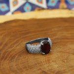 انگشتر گارنت الماس تراش نقره زنانه طرح روسانا - Image 4