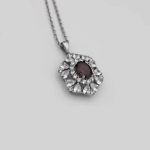 گردنبند گارنت الماس تراش نقره زنانه طرح آرزو - Image 3