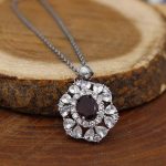 گردنبند گارنت الماس تراش نقره زنانه طرح آرزو - Image 2