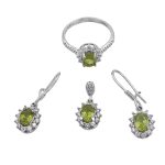 نیم ست زبرجد الماس تراش نقره زنانه طرح راوک