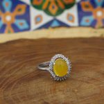 انگشتر شرف الشمس نقره زنانه طرح حنا + حکاکی - Image 2