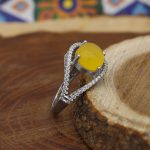 انگشتر شرف الشمس نقره زنانه طرح زنبق + حکاکی - Image 2