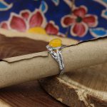 انگشتر شرف الشمس نقره زنانه طرح اقاقی + حکاکی - Image 4