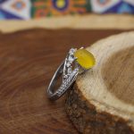 انگشتر شرف الشمس نقره زنانه طرح اقاقی + حکاکی - Image 2