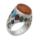 انگشتر چند سنگ نقره مردانه دست ساز طرح فاخر آرش