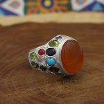 انگشتر چند سنگ نقره مردانه دست ساز طرح فاخر آرش - Image 2