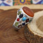 انگشتر چند سنگ نقره مردانه دست ساز طرح فاخر آرش - Image 3