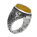 انگشتر شرف الشمس نقره مردانه دست ساز طرح کیکاووس + حکاکی