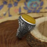 انگشتر شرف الشمس نقره مردانه دست ساز طرح کیکاووس + حکاکی - Image 4