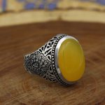 انگشتر شرف الشمس نقره مردانه دست ساز طرح کیکاووس + حکاکی - Image 2