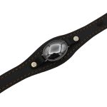 دستبند حدید نقره چرم طبیعی مشکی طرح سالار + حکاکی