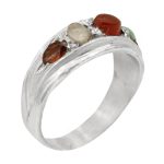 انگشتر چند سنگ نقره دست ساز زنانه و مردانه طرح فلاح + حرز امام جواد (ع)