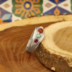 انگشتر چند سنگ نقره دست ساز زنانه و مردانه طرح فلاح + حرز امام جواد (ع) - Image 3