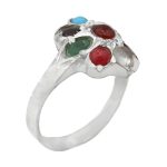 انگشتر چند سنگ نقره زنانه دست ساز طرح سحر + حرز امام جواد (ع)