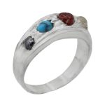 انگشتر چند سنگ نقره دست ساز زنانه و مردانه طرح مجیر + حرز امام جواد (ع)