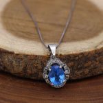 گردنبند توپاز الماس تراش زنانه نقره طرح فلور - Image 2