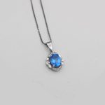 گردنبند توپاز الماس تراش زنانه نقره طرح فلور - Image 3