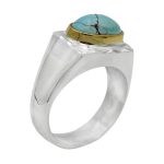 انگشتر فیروزه نیشابوری نقره مردانه دست ساز طرح زادان