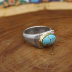 انگشتر فیروزه نیشابوری نقره مردانه دست ساز طرح زادان - Image 3